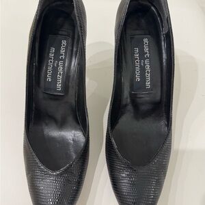 Stuart Weitzman Black Textured Heels